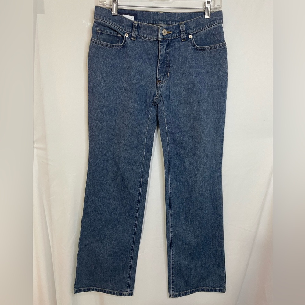 Lands’ End Women’s Mid Rise Medium Wash Casual Jeans Size 4 Petite Bootcut